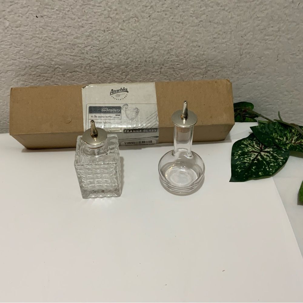 New Amehla set of 2 Bitters Bottle 3 oz Dasher Bottles With Cork Dasher Top G2